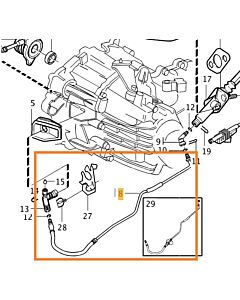 Koppelingsleiding op Hoofdkoppelingcilinder 5-CYL benzine M56 Volvo  S60 (-2009)  S80 (-2006)  V70 P26 (2001-2007) metalen leiding met flexibel eindstuk