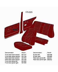 Bekleding Amazon stoelhoes zitting rood 420-532 175-523 zie (691434)