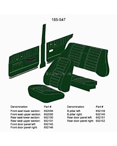 Bekleding Amazon 4 deurs B stijl paneel Rechts groen 1967-1968 185-547 zie 692139