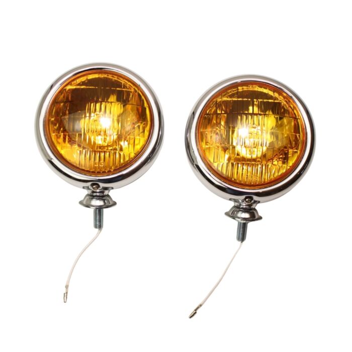 Volvo Faro antiniebla de cristal amarillo cromado - 2 piezas - diámetro 13 cm - 6 voltios ajustable a 12 Volvo repuesto no 108G