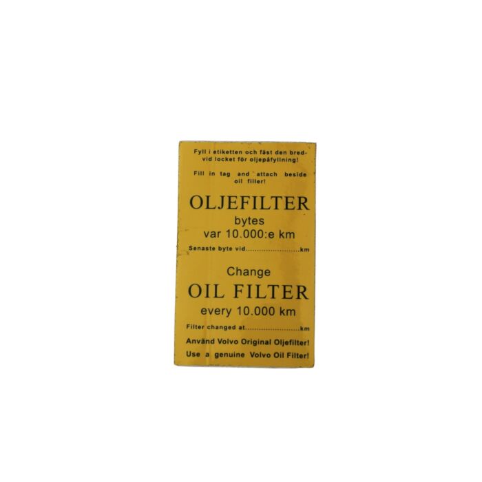 Volvo sticker service oil filter Volvo repuesto no 112