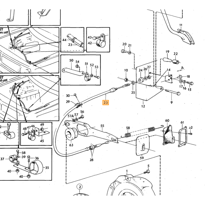 Volvo Cable embrague Amazon B20+P1800E+ES+140 Volvo repuesto no 1206205