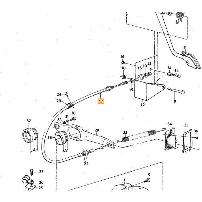 Volvo Cable embrague Amazon B20+P1800E+ES+140 Volvo repuesto no 1206205