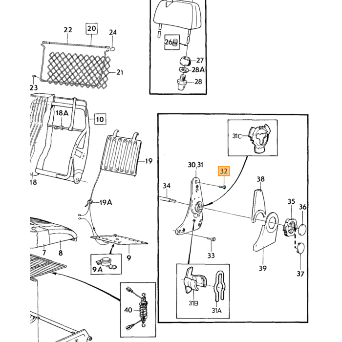 Volvo Pulsador asiento delantero negro 240 260 740 760 940 960 S90 V90 (-1998) Volvo repuesto no 1207630