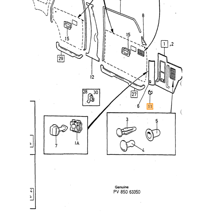 Volvo Pulsador asiento trasero 240 260 (1975 - 1985) familiar 5DRS -1988 Volvo repuesto no 1207689