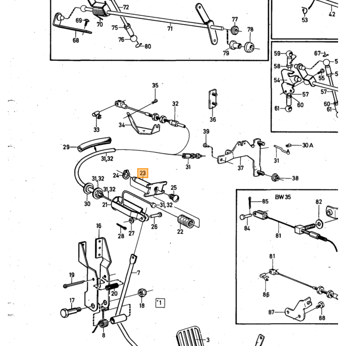 Volvo Conexión pedal acelerador inyección 1800ES/140/164 1973- Volvo repuesto no 1212149