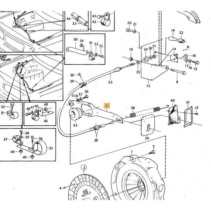 Volvo Horquilla de embrague Amazon B20 + 140 + 240 original Volvo Volvo repuesto no 1212189