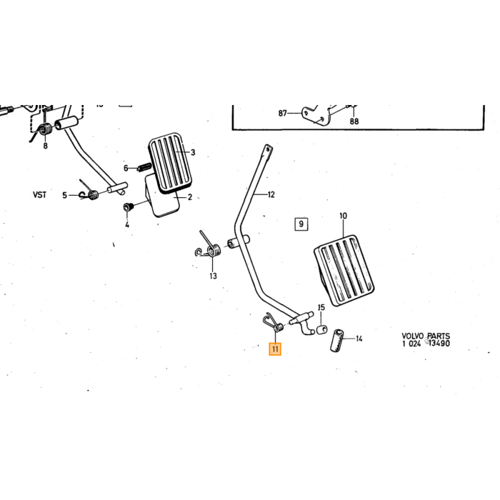Volvo Cable acelerador 140 B20A+B20B 1973+ Volvo repuesto no 1221663