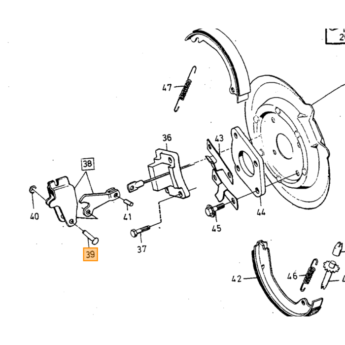 Perno mecanismo del freno de mano Volvo 240 260, número de pieza Volvo 1221869