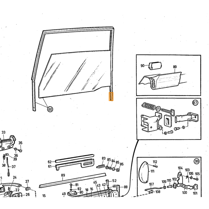 Volvo Goma puerta puerta 140 144+145+164+240 Trasera derecha (3540132) Volvo repuesto no 1254990