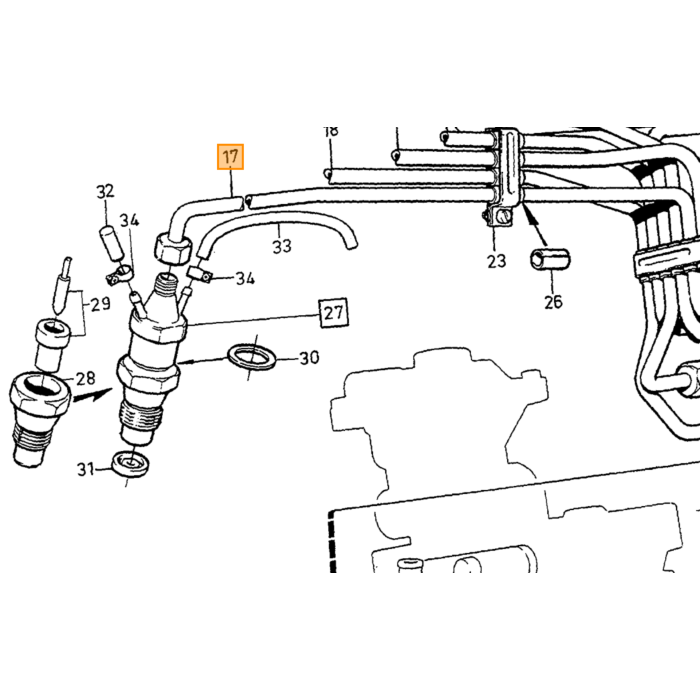 Tubo de combustible Volvo para tipo Volvo 240: tipo de motor Volvo 740 760 780: tipo de motor Volvo 940 960: tipo de motor, número de pieza de Volvo 1257149.