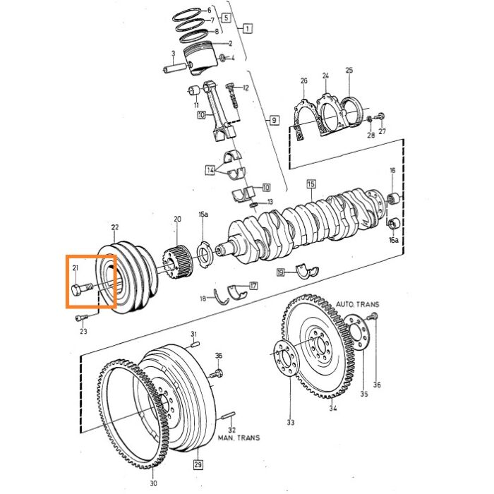 Tornillo de polea de cigüeñal Volvo 240 740 760 780 940 960 D24, número de pieza de Volvo 1257604