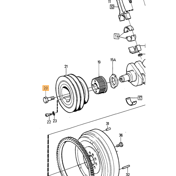 Tornillo de polea de cigüeñal Volvo 240 740 760 780 940 960 D24, número de pieza de Volvo 1257604