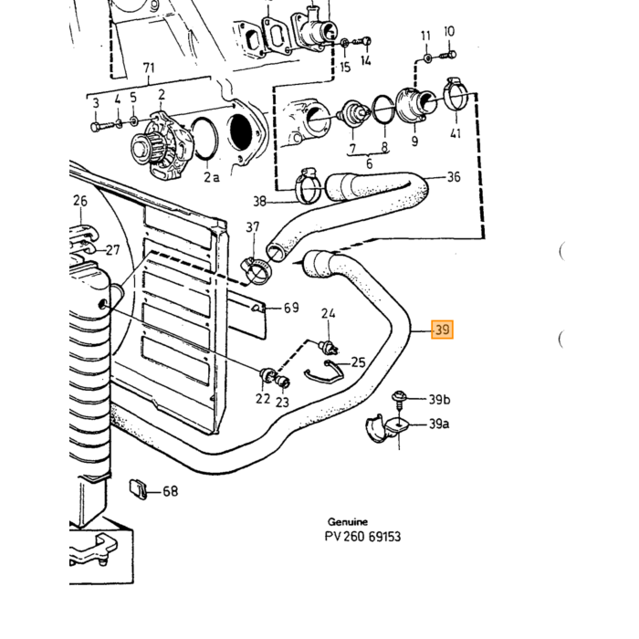 Volvo Manguera de radiador 740 diesel D24+D24T inferior 45mm ya no está disponible Volvo repuesto no 1257992