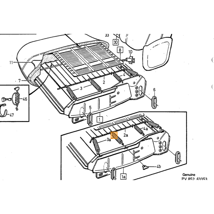 Volvo Colchoneta silla asiento 240+260 (1204396) Volvo repuesto no 1264775
