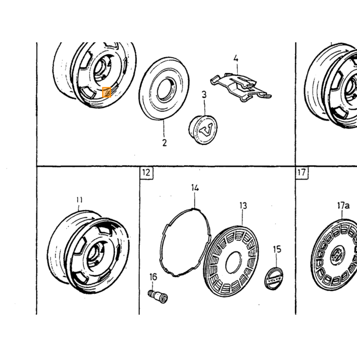 Volvo Abrazadera tapacubos tapacubos 240+260 para tapacubos 1272790 y 1272211 usado (ya no disponible) Volvo repuesto no 1272205