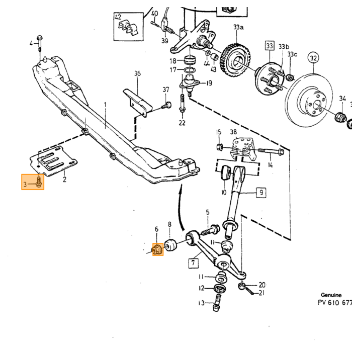 Volvo Barra estabilizadora inferior Silentbloc740/760/940/960 (2 por coche) Volvo repuesto no 1273235