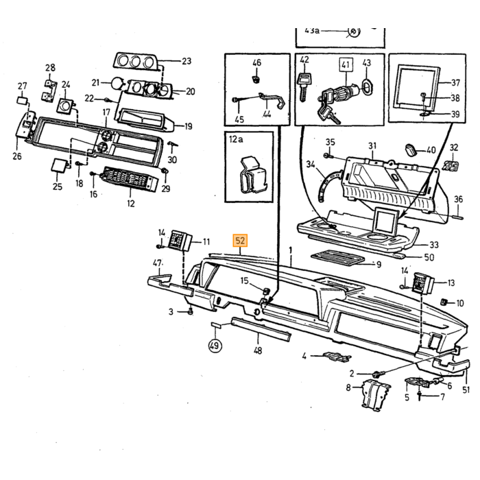 Goma de sellado para tablero Volvo 240+260, lado interior entre el tablero y el parabrisas 1981-1993, número de pieza Volvo 1307853