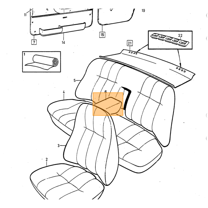 Volvo 240 asiento tapa tapizado asiento negro/gris la raspa de arenque 1977-1987 Volvo repuesto no 1313815