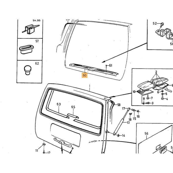 Volvo Marco de aluminio sobre chasis debajo del portón trasero 245 -1987 Volvo repuesto no 1315907
