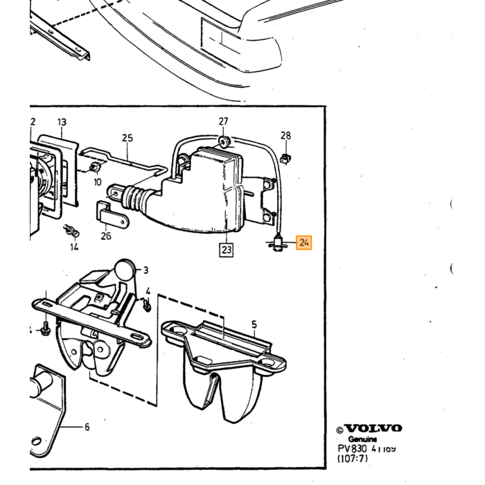 Volvo Refuerzo para cerradura de puerta trasera mechanise 1315916 245 Volvo repuesto no 1315914