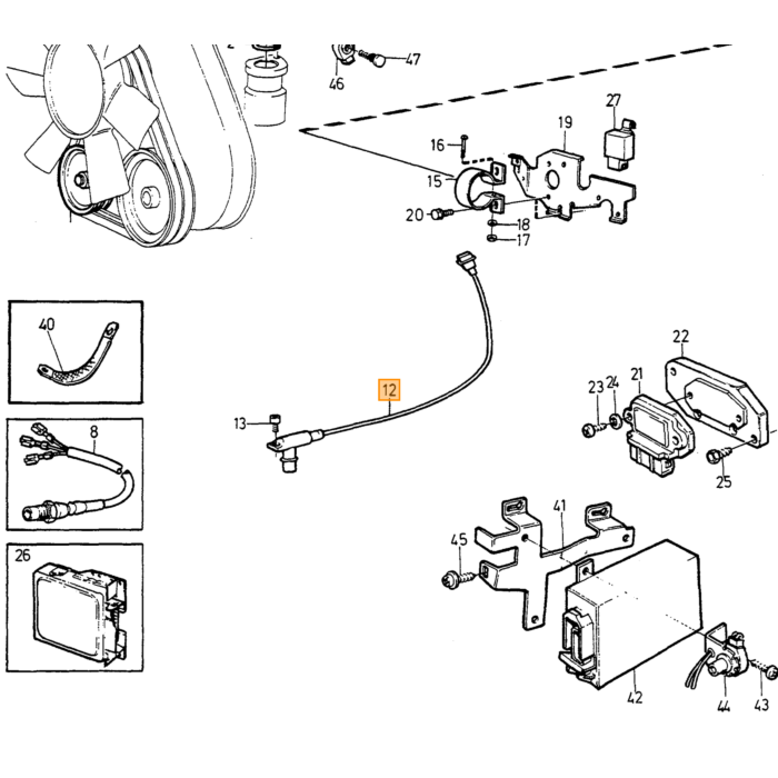 Volvo Sensor de velocidad (PMS) B200+B23 ET+B230ET (0261210003) Volvo repuesto no 1317030