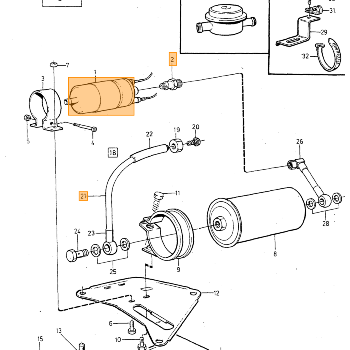 Pezón para bomba de gasolina con Volvo P1800 240 sin válvula para conectar con manguera