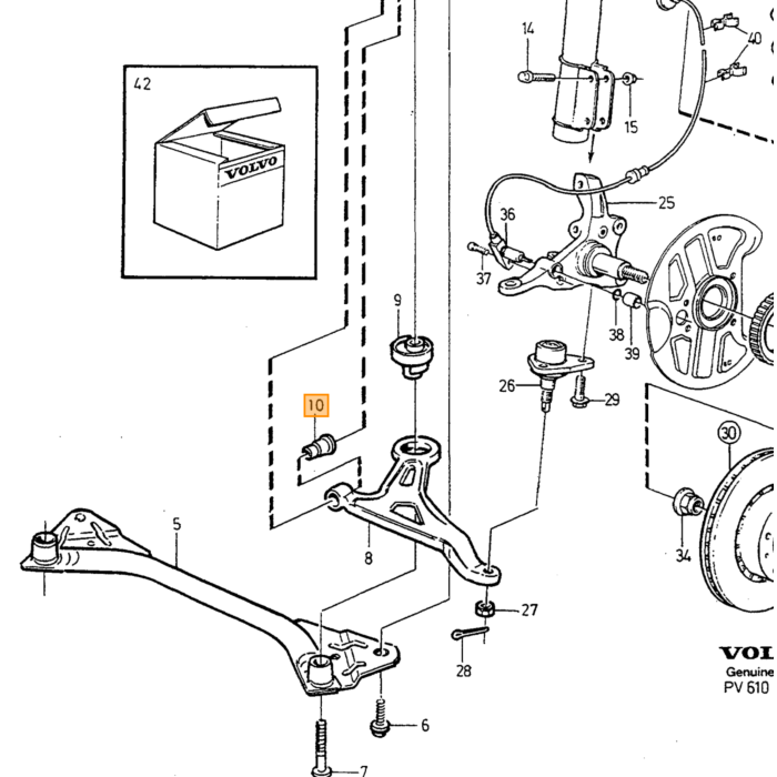 Volvo Barra estabilizadora Silentbloc 740-760-940-960 Volvo repuesto no 1329655
