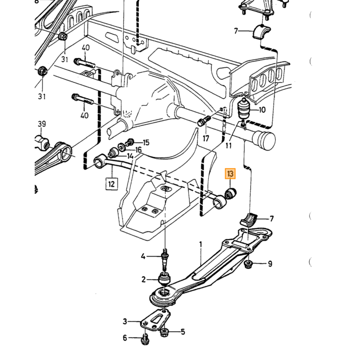 Volvo Barra panhard Silentbloc 140+164+240+260+740+760+780+940+960 en cuerpo (1229715) Volvo repuesto no 1330973