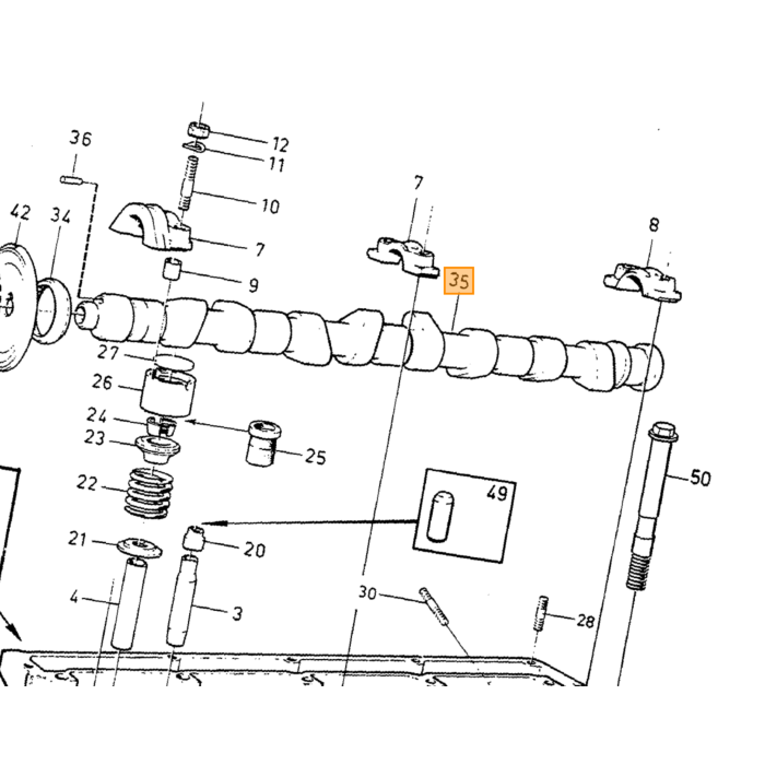 Volvo Árbol de levas B19E+B19A+B17A+B21A+B23A+B23E+B200E+B230E+ET tipo A Volvo repuesto no 1336767