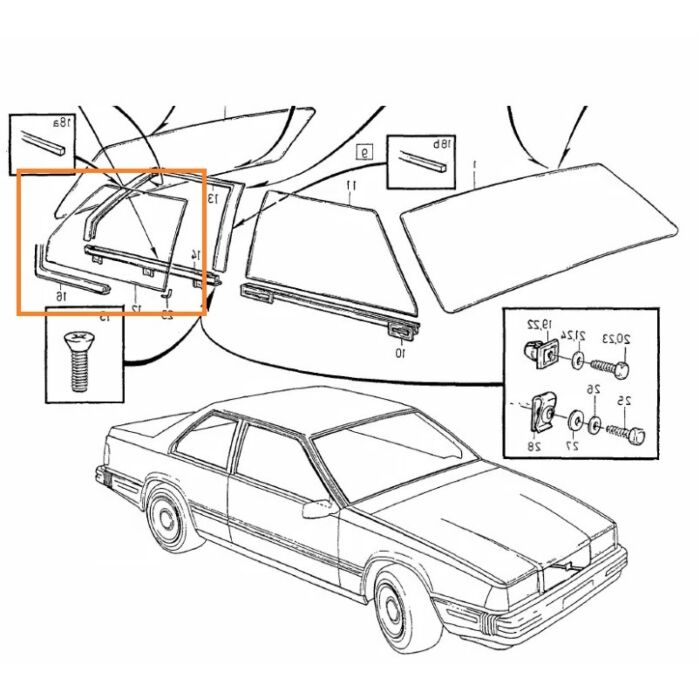 Cristal de ventana lateral derecha trasera para Volvo 780, número de pieza Volvo 1341308