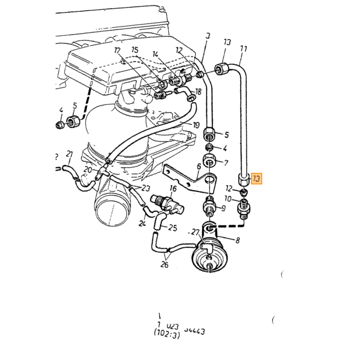 Volvo Tubo EGR 240 242 244 245+740 B230E -1988 Volvo repuesto no 1357498
