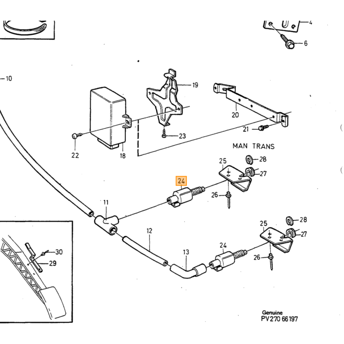 Volvo Control de crucero Pedal interruptor Volvo 740 - 760 - 780 - 940 - 960 - S90 - V90 Volvo repuesto no 1367159