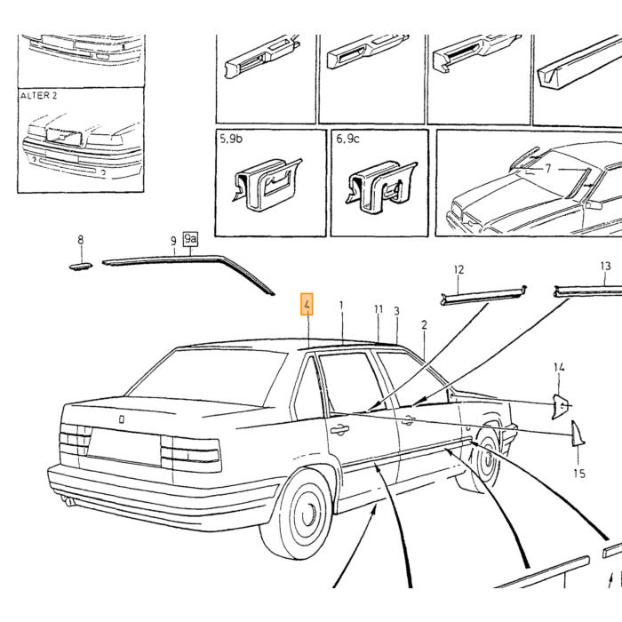 Clip de sujeción amarillo para riel de techo Volvo 850 s70 v70 xc70, número de pieza Volvo 1372682