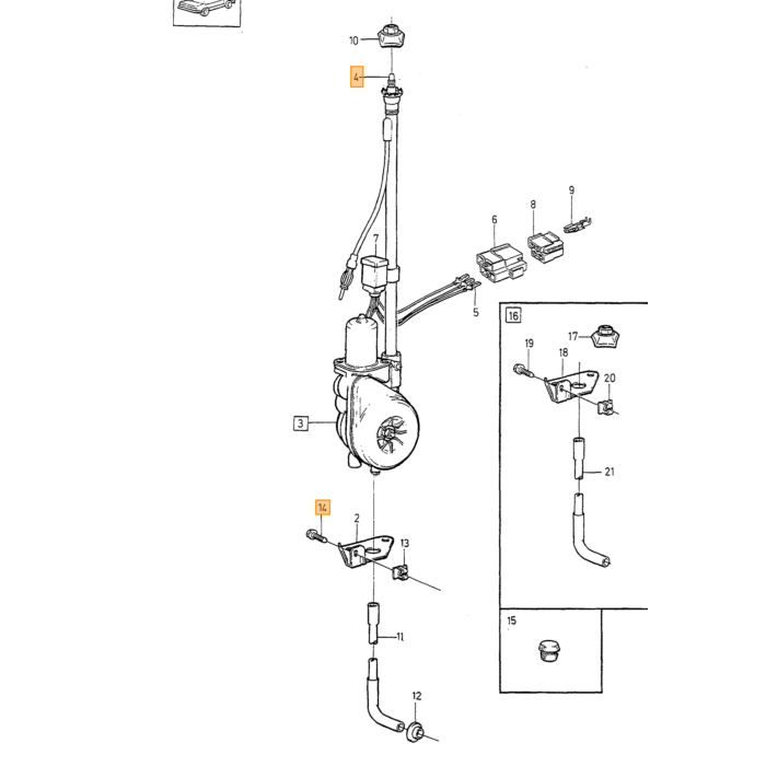 Volvo Antena 240+740+940+850 sedan parte flexible para antena electrica(3533569) (1384544) Volvo repuesto no 1384561