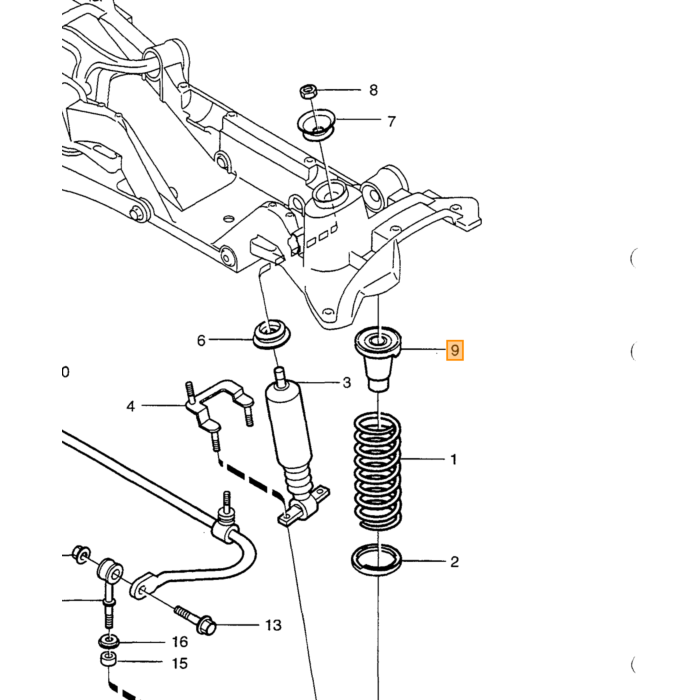 Volvo Anillo Amortiguador Trasero Superior FWD Volvo 850 - S70 - V70 - C70 Volvo repuesto no 1387906