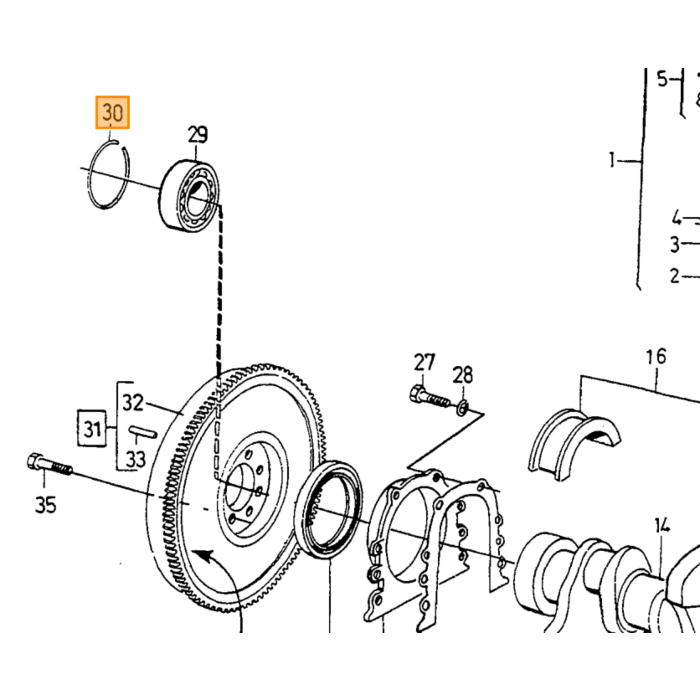 Volvo Circlip de rodamiento superior B18+B20+B30 PV544+Duett+Amazon+1800+140 Volvo repuesto no 191848