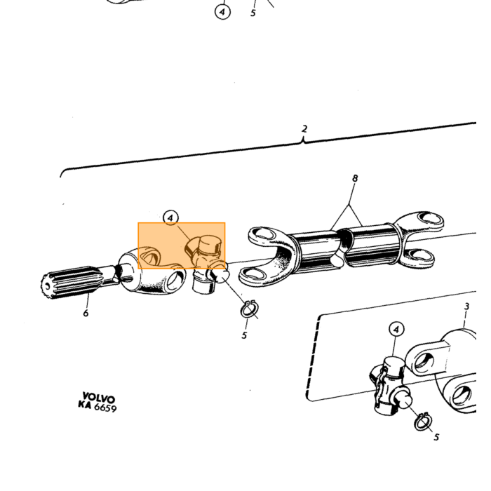Volvo Junta universal 82mm x 27mm para eje 50 8 diam 140+164+240+740 (1220786)(1220998) Volvo repuesto no 231311