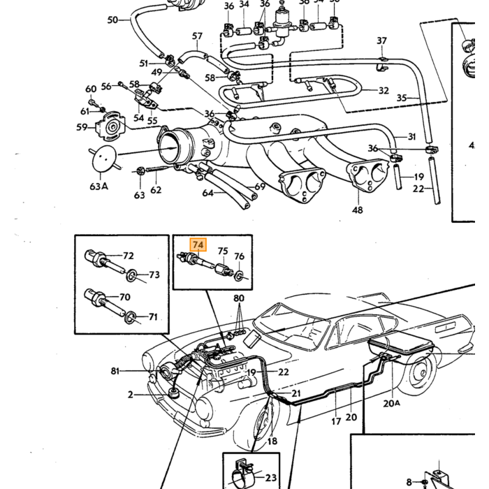 Volvo Temperatura tiempo transmisión B20=30EF ver número 462632 0280 130 014 Volvo repuesto no 243130