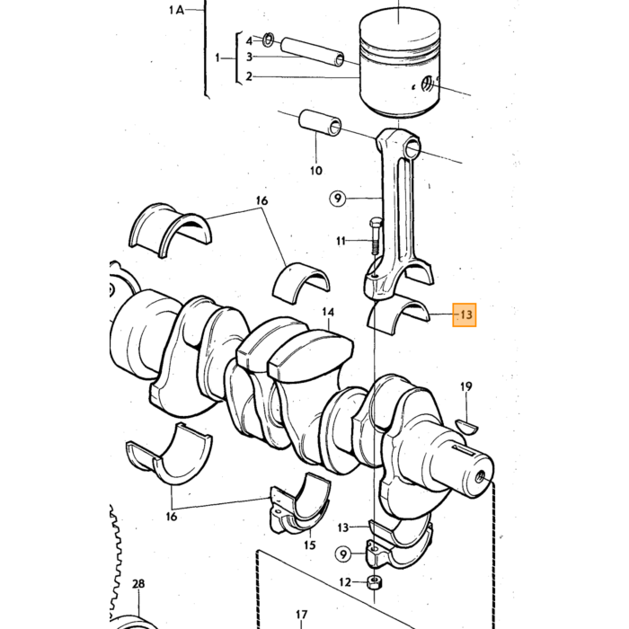 Volvo Juego rodamientos biela B18+B20 STD 26mm br Volvo repuesto no 271051