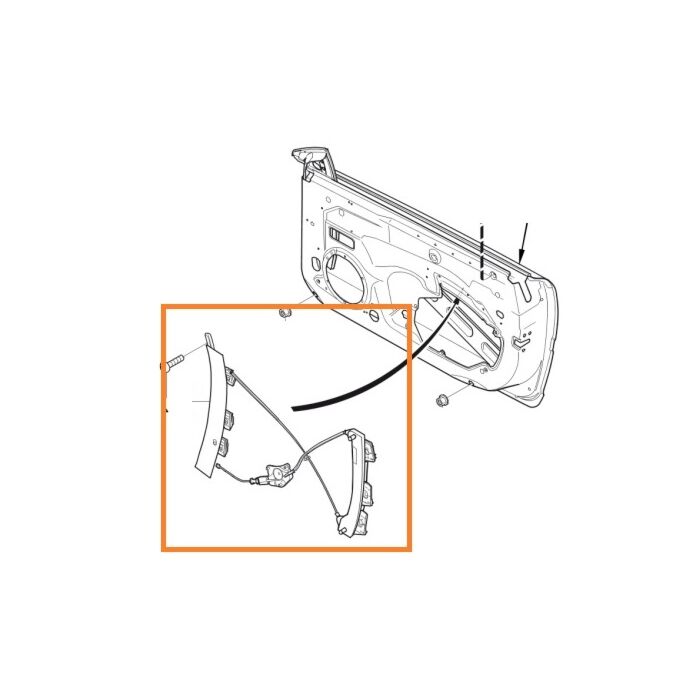 Mecanismo de ventana derecha para Volvo C70 (2006-) marco incluido cables, número de pieza Volvo 30633659