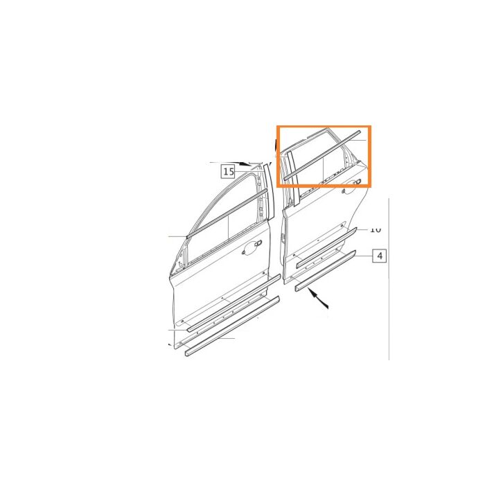 Lista de raspado para ventana de puerta V50 S40 derecha trasera para Volvo, vea 31297663