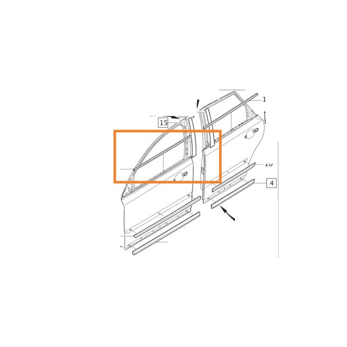 Lista de raspado de ventana de puerta Volvo V50 S40 derecha delantera (31253001) Pieza de Volvo nr 31297661