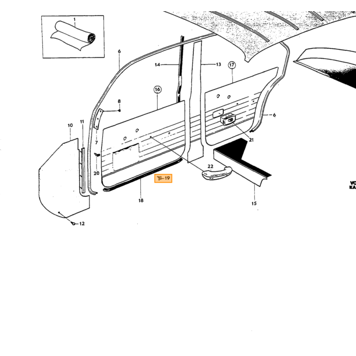 Volvo Abrazadera para moldura de puerta PV544+Amazon (0panel inferior)+P1800 (16) Volvo repuesto no 320448