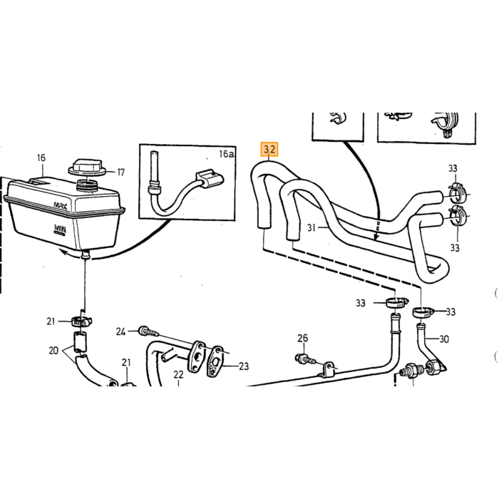 Volvo Manguera de radiador 740+760+780+940+960 Diesel D24+D24T=D24TIC 34 mm inferior 760 940 740 Volvo repuesto no 3507084