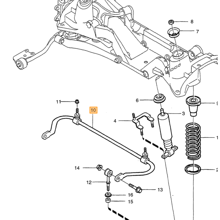 Volvo Soporte de resorte Trasero 2WD sin Nivomat Volvo 850 - S70 - V70 - C70 Volvo repuesto no 3546435