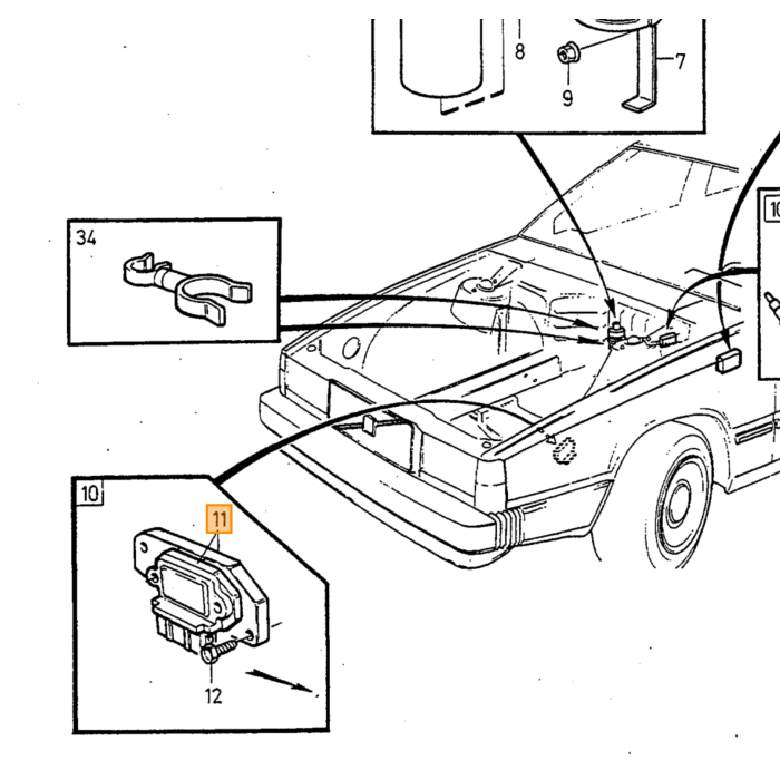 Volvo Sensor volante motor - Sensor PMS Volvo 850 900 C70 (-2005) S70 V70 (-2000) S90 V90 (-1998) V70 XC (-2000) Volvo repuesto no 3547699