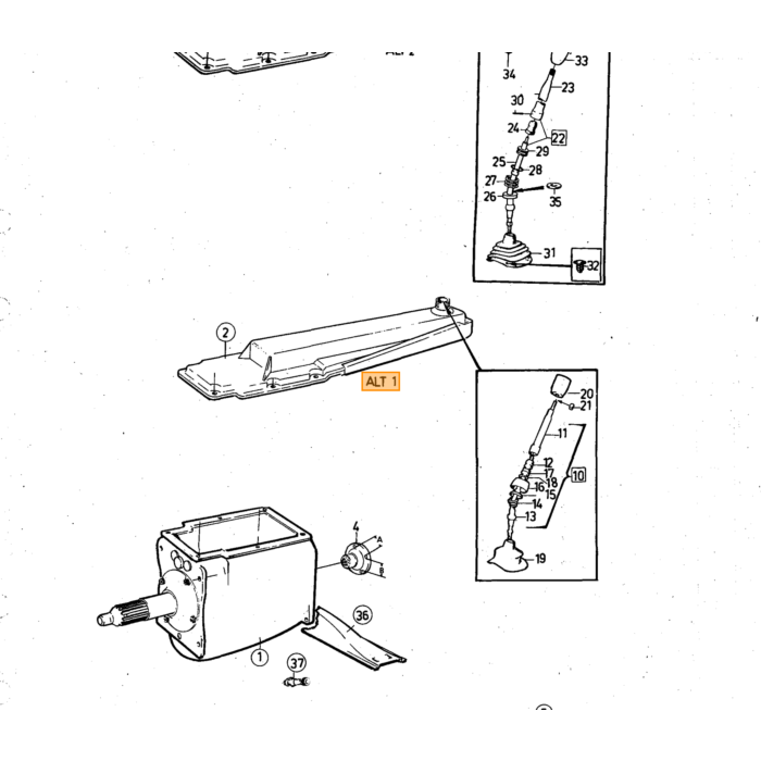 Pomo de palanca de cambios Volvo 240 340 4 velocidades (1232735) Pieza Volvo nr 381508