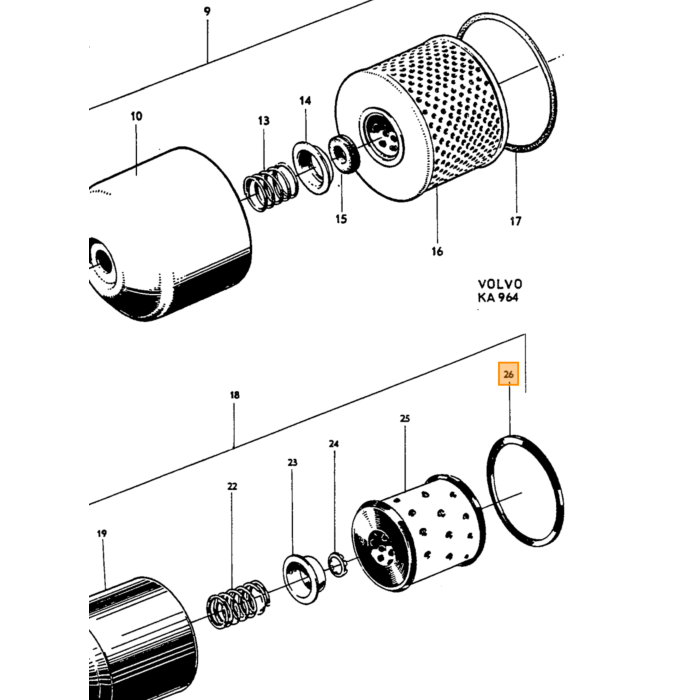 Volvo Caja termostato B16 parte superior Amazon+PV444+PV544+Duett USADO Volvo repuesto no 403685