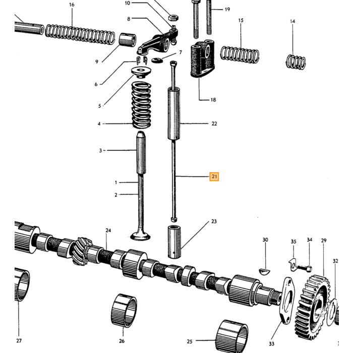 Volvo Varilla de taqué de válvula motor B4B\n 109.485+ todo B16 usado 21cm Volvo repuesto no 403689
